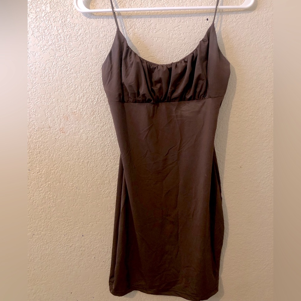 Brown Spaghetti Strapped Dress